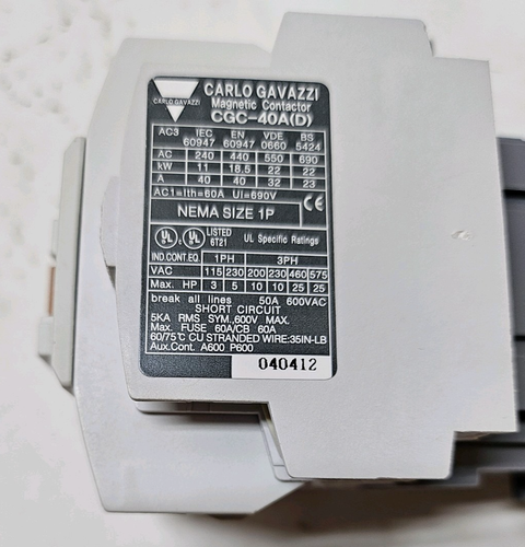 Carlo Gavazzi CGC-40D Magnetic Contractor DC24V - Picture 7 of 9
