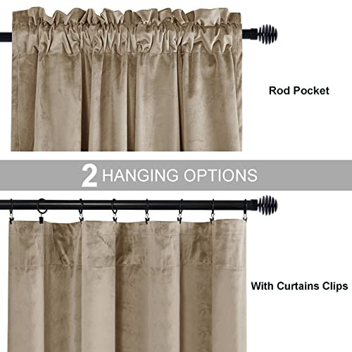 Velvet Curtains 90 inches for Living Room - 60"W x 90"L (Pack of 2) Taupe - Picture 4 of 8
