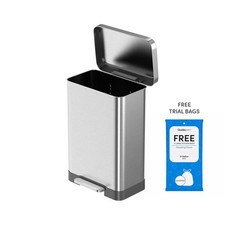 Qualiazero Kitchen Trash Can, 20 Gallon Stainless Steel Step Garbage Bin with