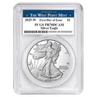 2025-W $1 1-oz Proof American Silver Eagle PCGS PR70DCAM FDOI West Point Label
