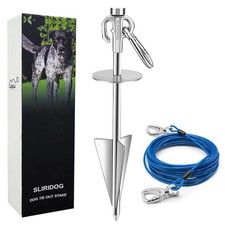 Heavy Duty Dog Tie Out Stake and Cable, 360 Swivel Dog Run, 304 Stainless St...