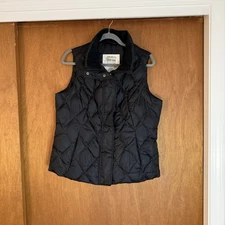 Eddie Bauer Womens L Black Goose Down Fitted Puffer Vest Outdoors