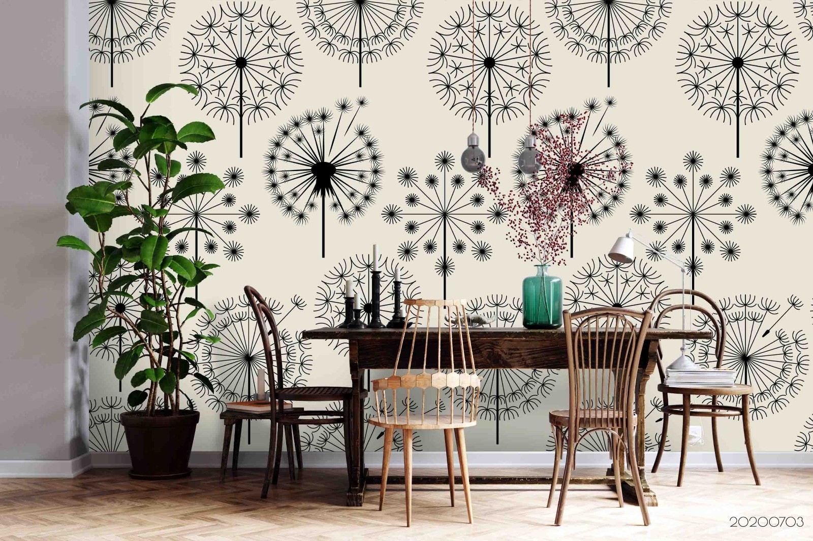 3D Dandelion Abstract Pattern Wall Murals Wallpaper Murals Wall Sticker
