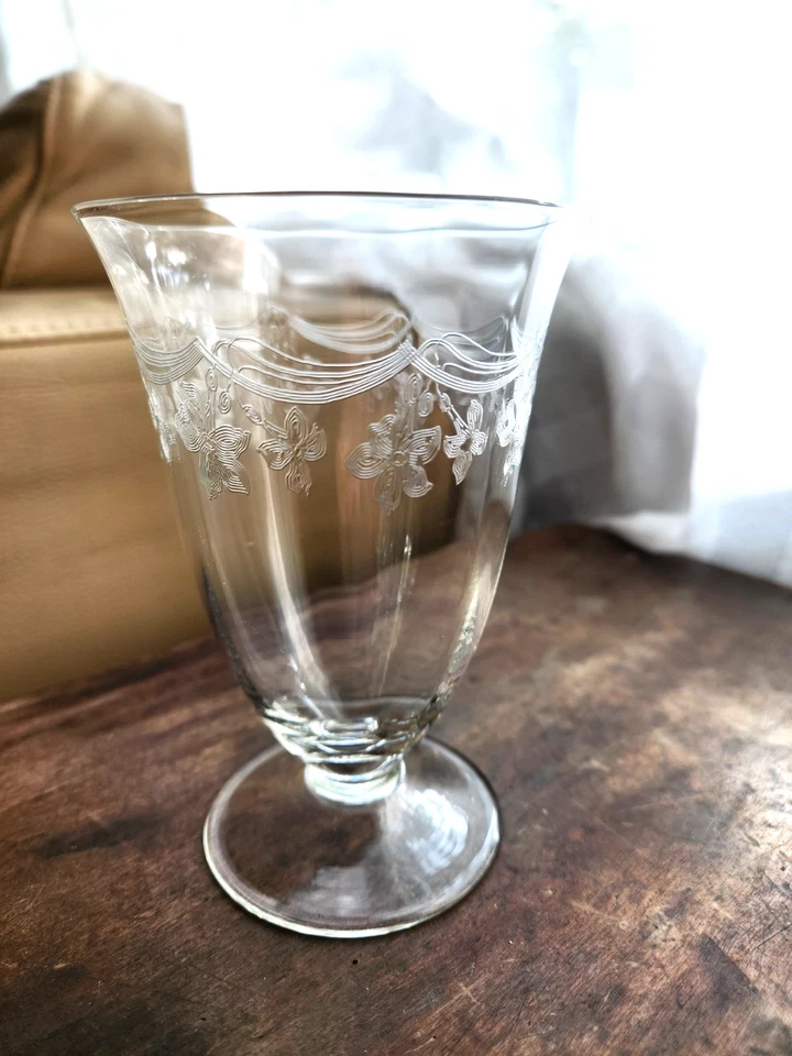 Tiffin Franciscan Crystal Water or Juice Glasses. Set of 5 Byzantine Etched Ste - Image 3 of 4