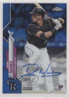 2020 Topps Chrome Rookie Blue Refractor 138/150 Dom Nunez #RA-DN Auto RC fm0
