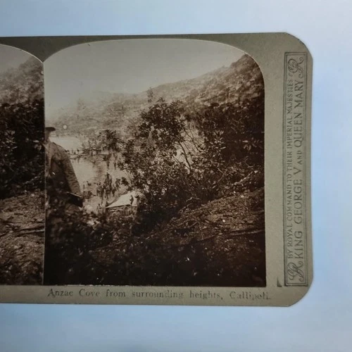 WW1 Military Stereoview C1916 Real Photo Turkey Gallipoli Anzac Cove From Hills