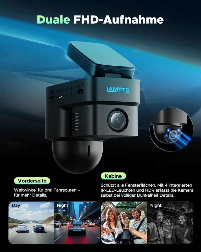 Dash Cam Front Inside, 4G LTE Car Security Camera, Remote Live View Night Vision - Image 4 of 4