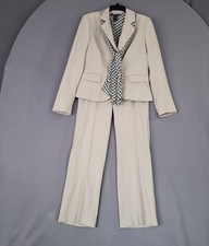 Conjunto de traje para mujer Pierre Cardin tostado chaqueta blazer 10 y pantalones de vestir 6 poli rayón