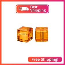 24pcs Adabele Austrian 8mm Faceted Cube Crystal Loose Beads Orange Sun Compatibl