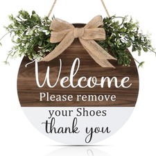 Welcome Door Sign Please Remove Your Shoes Front Door Sign No Shoes Wood Sign...