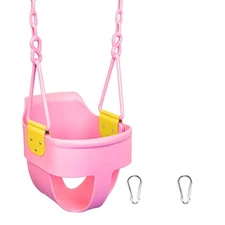 Premium High Back Full Bucket Toddler Swing Seat w/ Finger Grip, Plastic Coated 