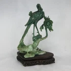 P0972: Chinese birds statue of carved stone like a Jade with good Sculpture