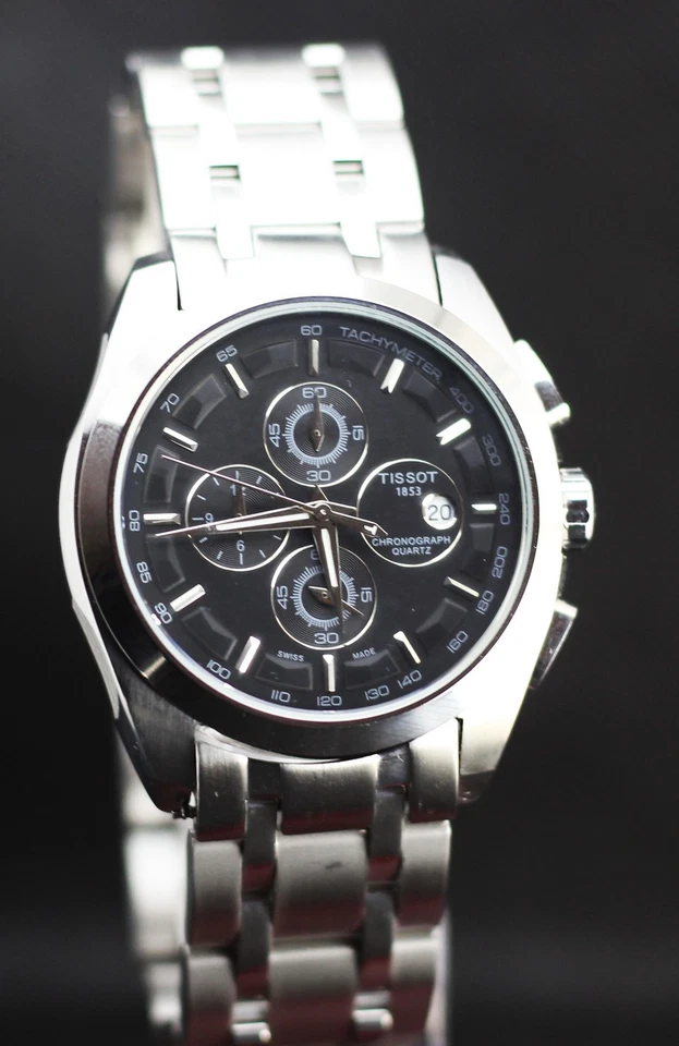 Hermoso Reloj Tissot 1853 Cronógrafo En Esfera Negra Movimiento Cuarzo Con Fecha. Foto 2 de 4