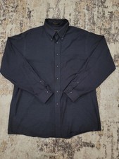 Arrow Wrinkle Free Oxford Men  s Button Down Shirt Dark Blue Long Sleeve