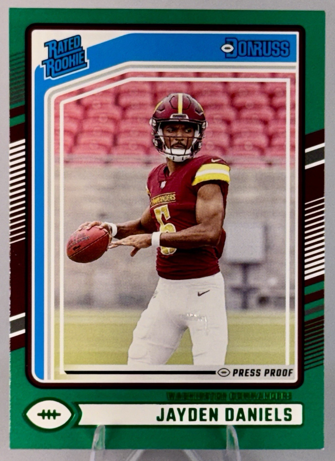 2024 Panini Donruss Rated Rookie Jayden Daniels Green Press Proof #389