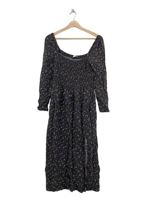 H&M Robe à manches longues Dames Robe T EU 38 jaune primevère-bleu-noir élégant - Photo 1/4