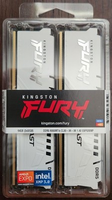 NEW KINGSTON FURY BEAST 64GB (2 x 32GB) DDR5 CL30 6000MHZ WHITE KF560C30BWEK2-64