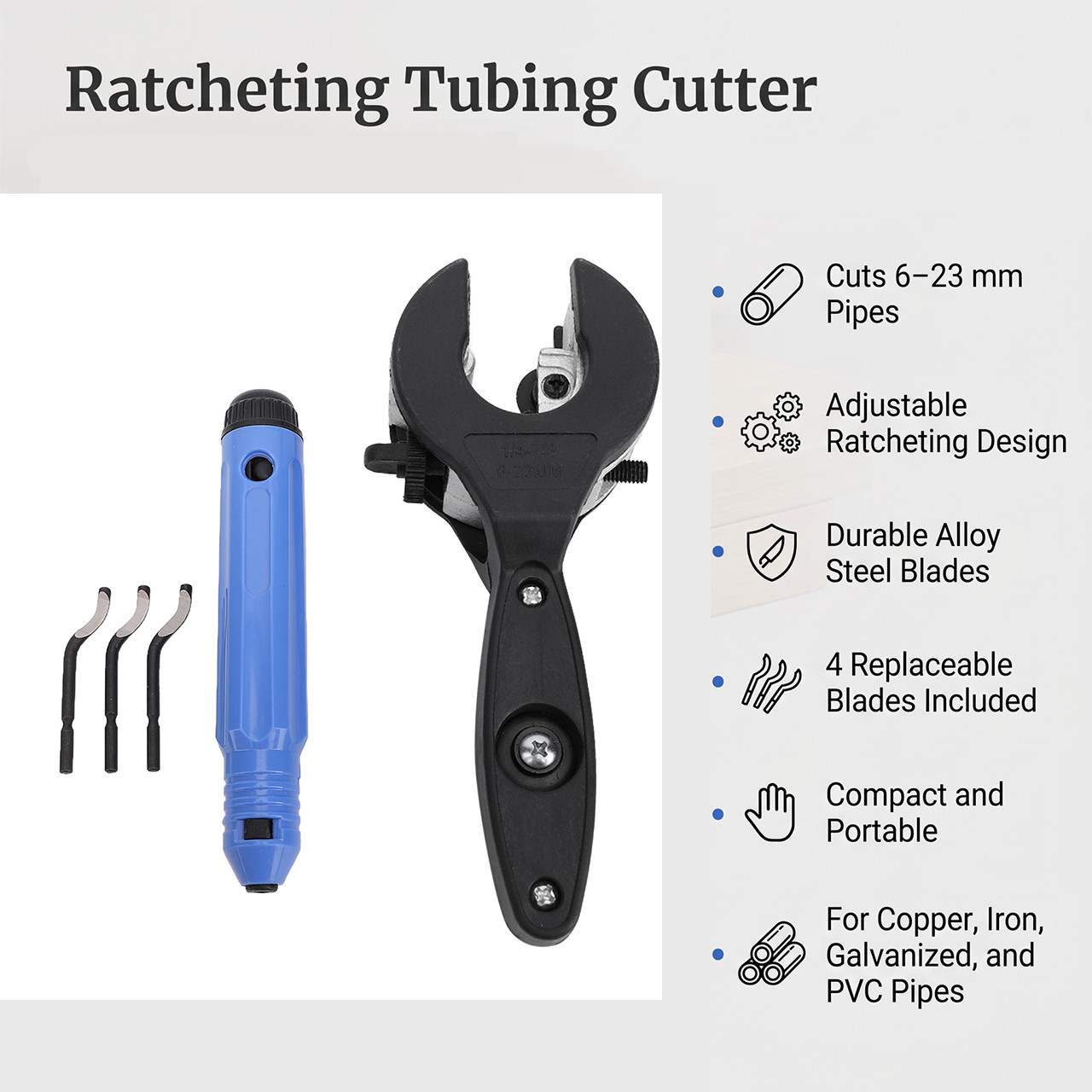 Portable Ratcheting Pipe Cutter 1/4''-7/8'' Suitable for Copper Galvanized Iron