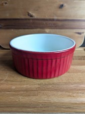 Emile Henry Baking Dish Round Souffle Bowl Ribbed Red 8" x 3.5" France 68-20 