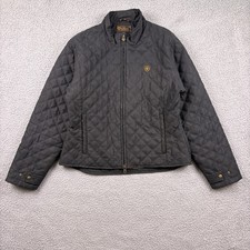 Ariat Jacket Womens Large Black Quilted Coat Full Zip Lined Pockets