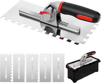 Switchable Tile Trowel Set   6 Interchangeable Notched Blades | Quick-Lock