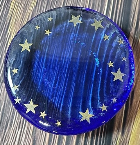 Fire & Light Recycled Glass Candle Holder Paperweight Stars Blue Cupid Base - Picture 9 of 22