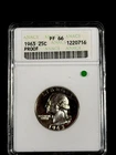 1963 Proof Quarter PF 66 - with Toning! ANACS Graded 25C OLD SOAPBOX HOLDER