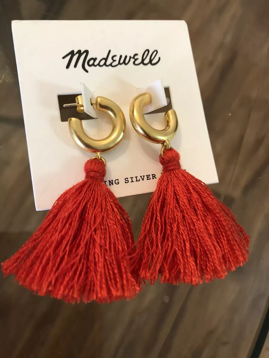 Madewell Orange Tassel Huggie Hoops Earrings eBay