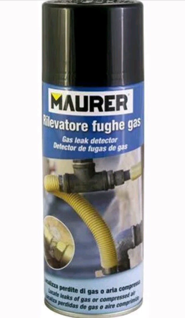 SPRAY RIVELATORE FUGHE e PERDITE di GAS MAURER 400 gr RILEVATORE RILEVA METANO