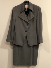 Vintage Beautiful Mondi Two Pieces Gray Skirt and Jacket Suits - Size 36