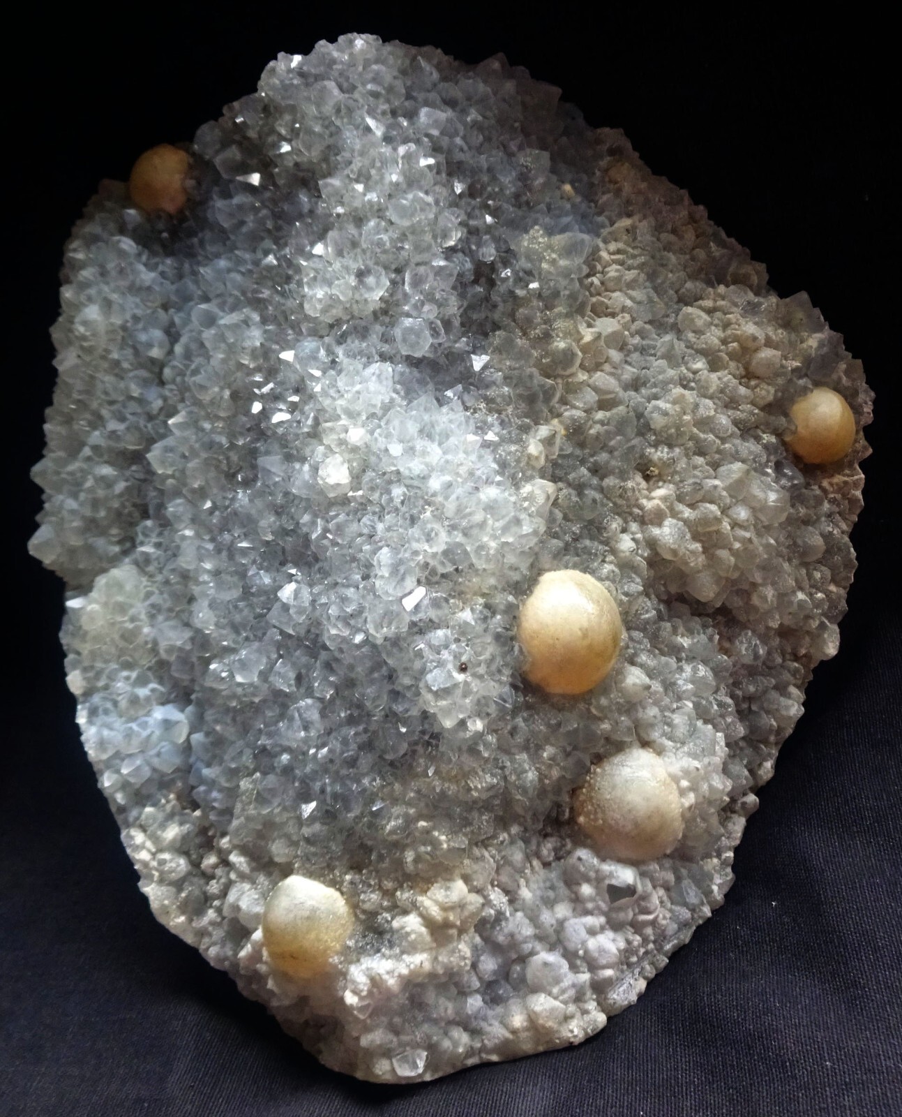 Stunning fluorite balls on quartz matrix mineral specimen 4.7cm