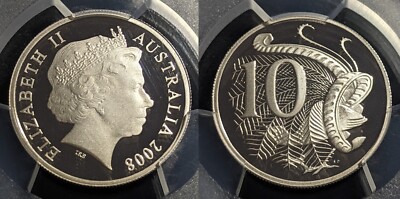 2008 Proof Ten Cent 10c Australia PCGS PR70DCAM FDC UNC #1943
