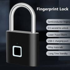 Smart Fingerprint Door Lock Keyless Padlock Security Outdoor/Suitcase/Travel IP6