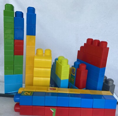 MEGA BLOKS 60 + 34 BONUS BLOCKS Building STEM Math Teaching Ages (1-5)