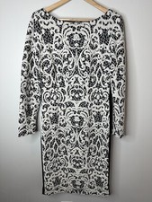 Eliza J A-Line Dress Women’s Black White Embroidered Floral MIDI Dress 10