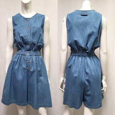 Vintage THE TOG SHOP Denim Sleeveless Romper / Playsuit - Size M - EUC