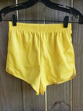 NEW VTG 80s Yellow Stripe Nylon Shorts Sz M Roller Skate Costume Unbranded USA