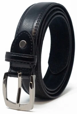 MENS OSSI BLACK OR BROWN LEATHER LINED BELT WEDDING SUIT TROUSER CASUAL JEANS