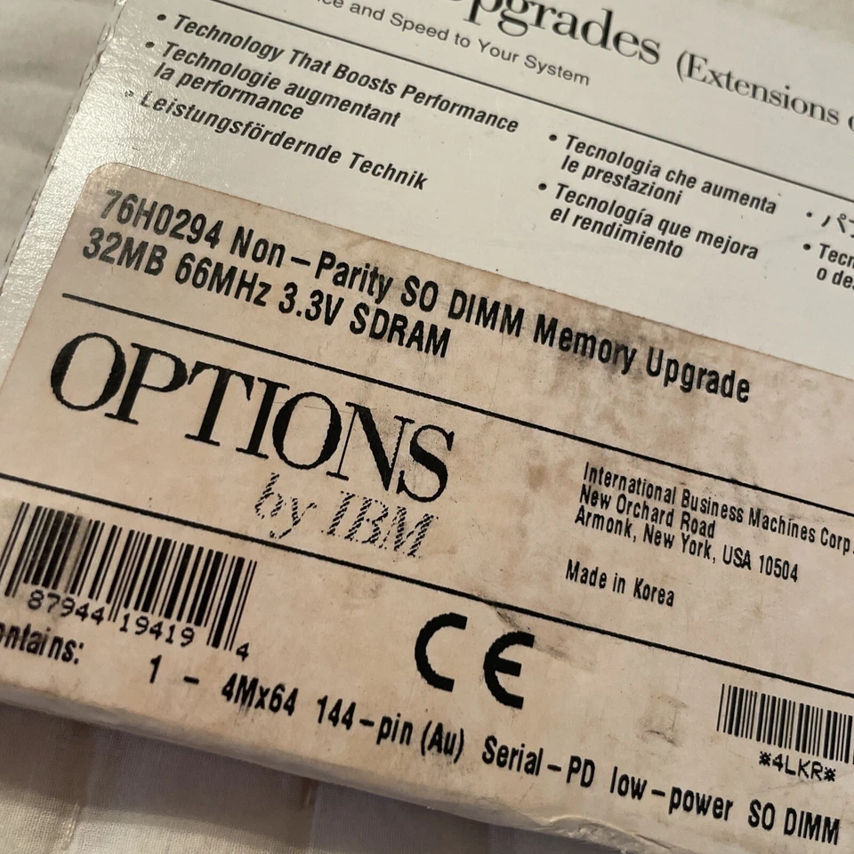 IBM 76H0294 Non-Parity SO DIMM Memory Upgrade 32MB 66MHz 3.3V SDRAM Sealed - Image 2 of 4