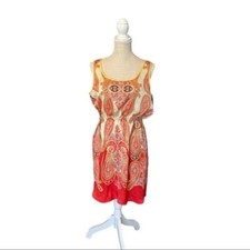 MNG By Mango Paisley Print Orange Dress Size 6