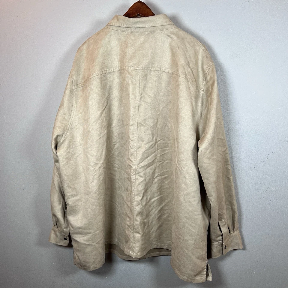 Liz & Me Women’s 4X Shirt Faux Suede Tan Long Sleeve Button Up Shirt Pockets - Image 3 of 4