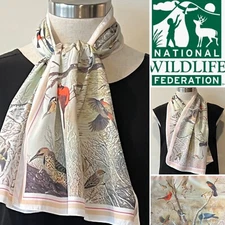 1979 National Wildlife Federation-Collectors-Birdlife Photograph Scarf 32x108cm