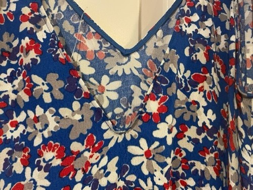 Rag & Bone EstelleV Neck Red &Blue Floral Midi Dress Size Med. New W/Tags - Picture 5 of 10