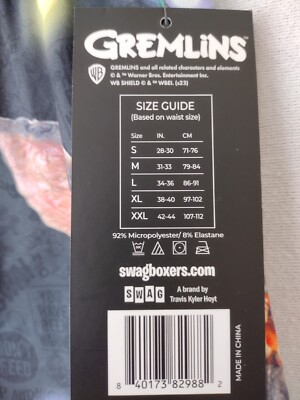 Gremlins Boxer briefs SWAG Mens Large 34-36 Poly Blend Christmas