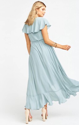 Show Me Your Mumu Women's Jess Ruffle Midi Dress Silver Sage Crisp Size M |  eBay
