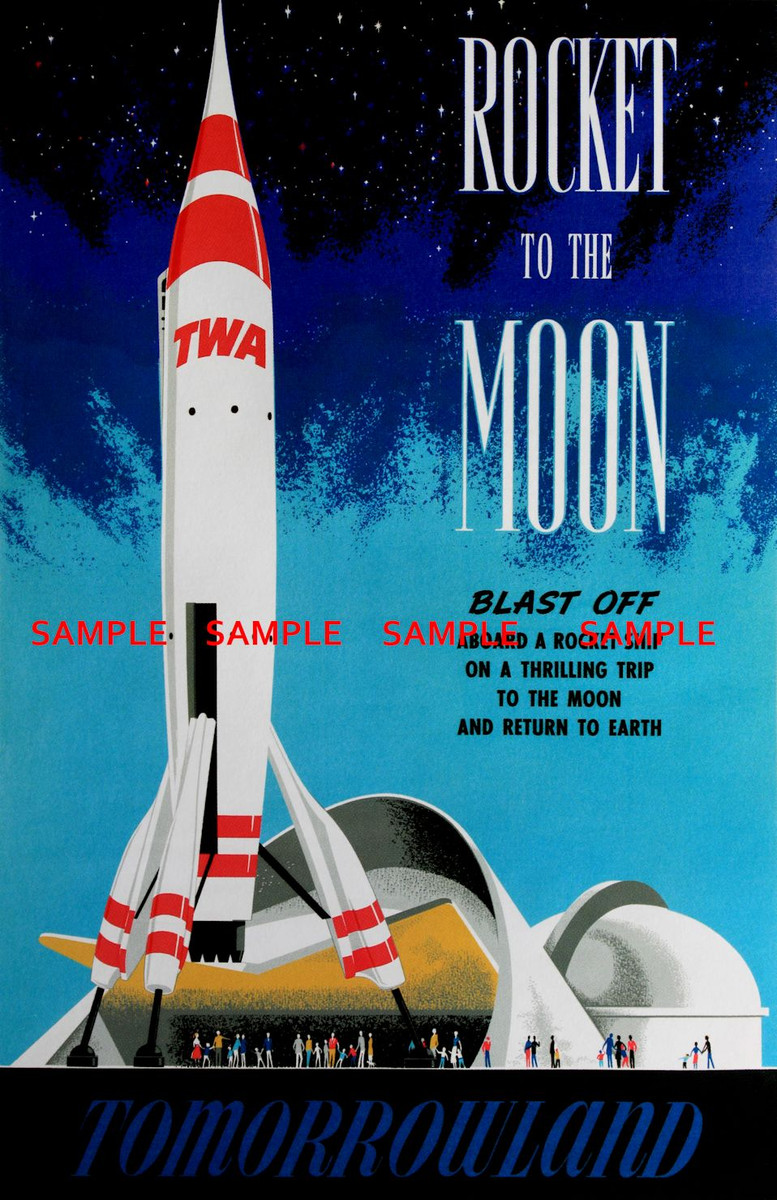 Disney 1955 Rocket to the Moon Tomorrowland 11x17 Poster, $14.95