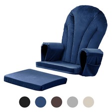 5pcs Velvet Glider Rocking Chair Replacement Cushion Set Soft Non-Slip w Pockets