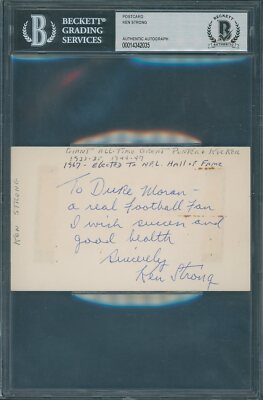 Ken Strong Signed Postcard Beckett Authentic Autograph *2035