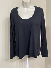 Social Standard by Sanctuary Women's Black Scoop Neck Long Sleeve T-Shirt s S