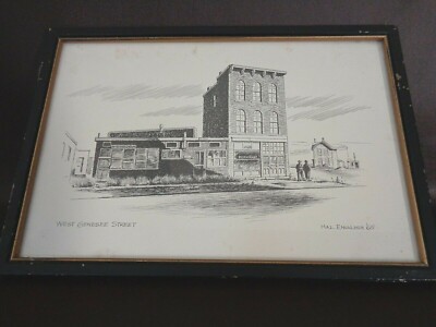 Vintage Framed Print Of West Genesee Street Signed ''Hal English '65''